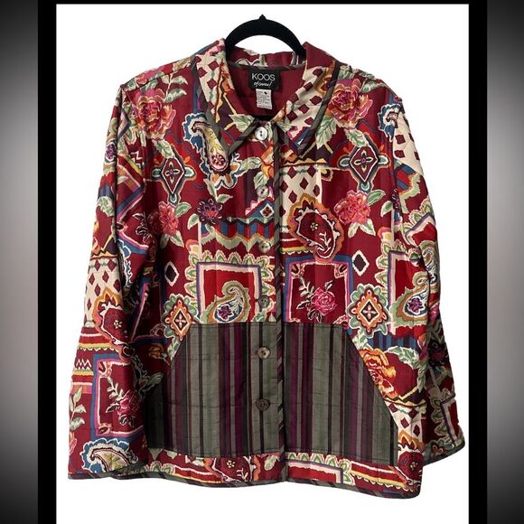 Koos of Course Water Resistant Shirt/Overcoat Jacket Size: 1X Artsy Colorful! - Picture 1 of 10